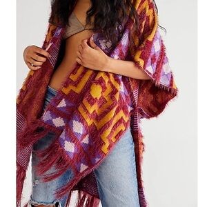 FREE PEOPLE Diamondback Cozy Kimono In Plum NWT